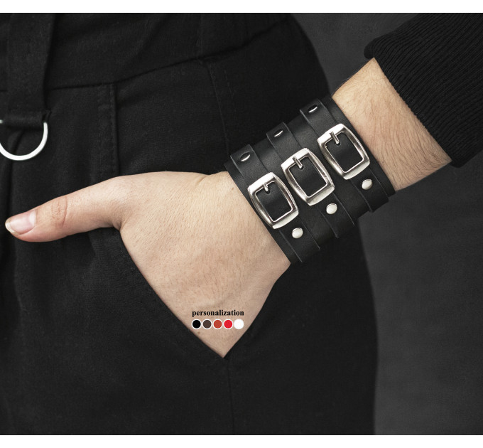 Широкий шкіряний браслет, код 4008