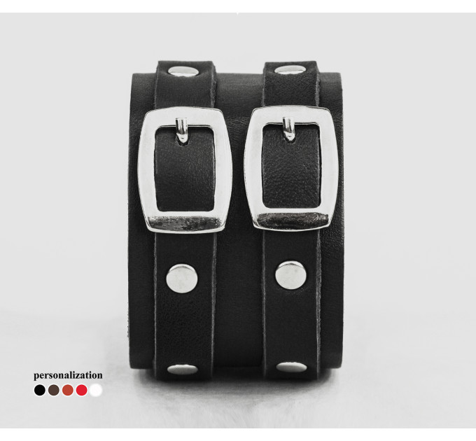 Широкий шкіряний браслет, код 4013