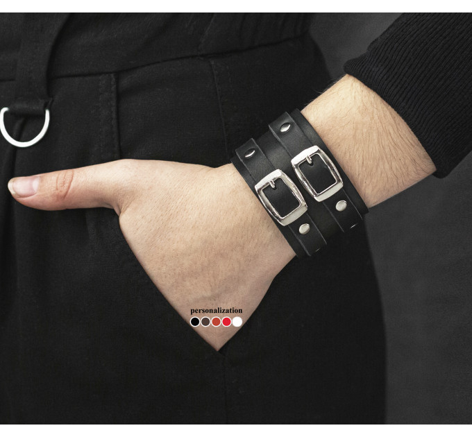 Широкий шкіряний браслет, код 4013