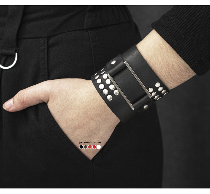 Широкий шкіряний браслет, код 4070