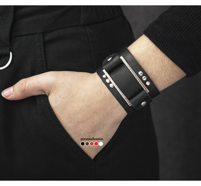 Широкий шкіряний браслет, код 4071