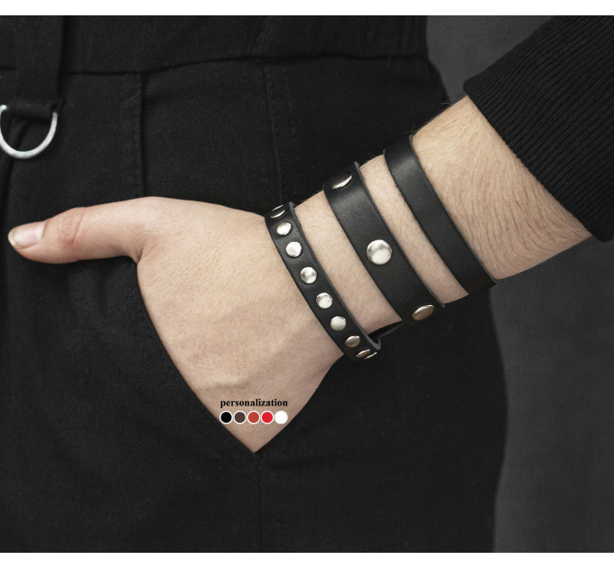 Широкий шкіряний браслет, код 4080