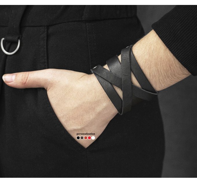 Широкий шкіряний браслет, код 4082