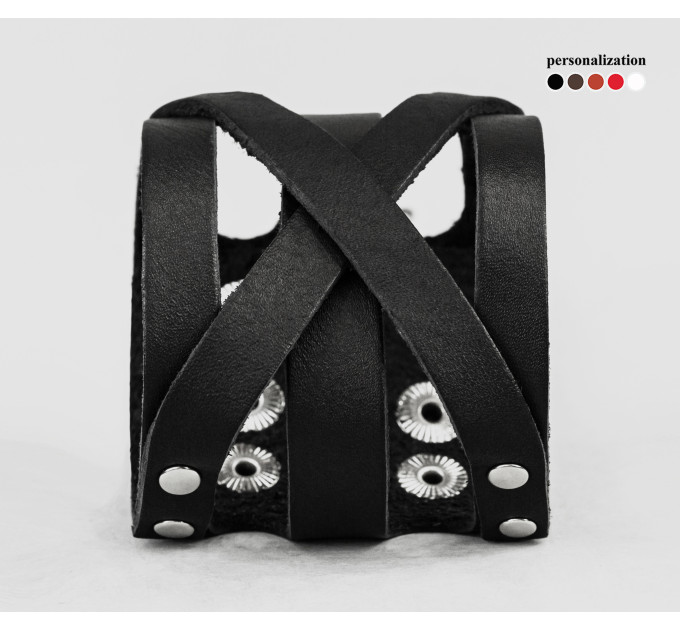 Широкий шкіряний браслет, код 4082