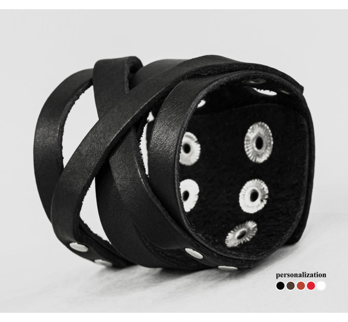 Широкий шкіряний браслет, код 4082