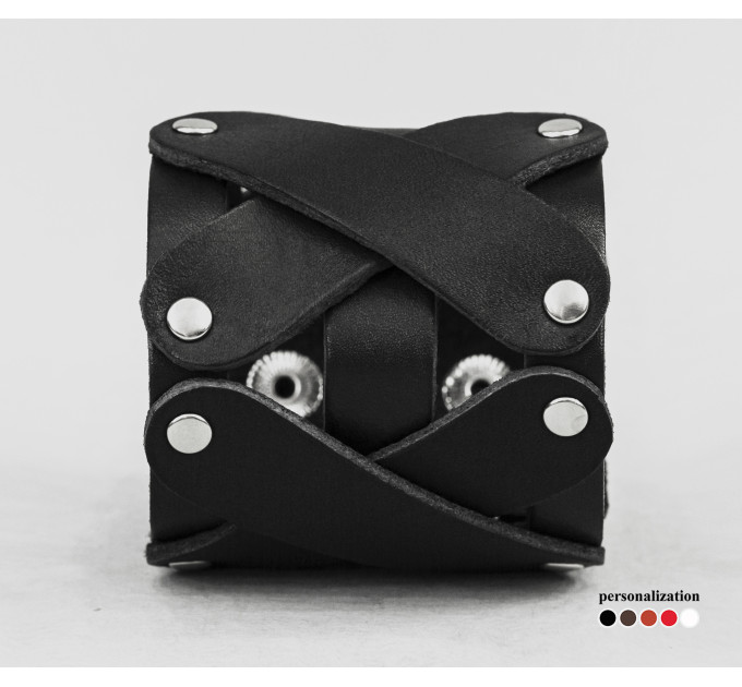 Широкий шкіряний браслет, код 4085