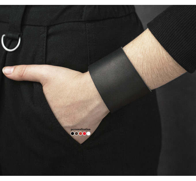 Широкий шкіряний браслет, код 4105