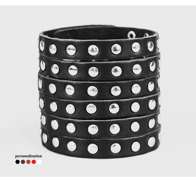 Широкий шкіряний браслет, код 4600