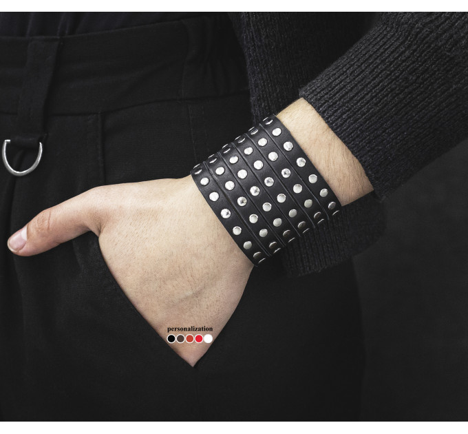 Широкий шкіряний браслет, код 4600