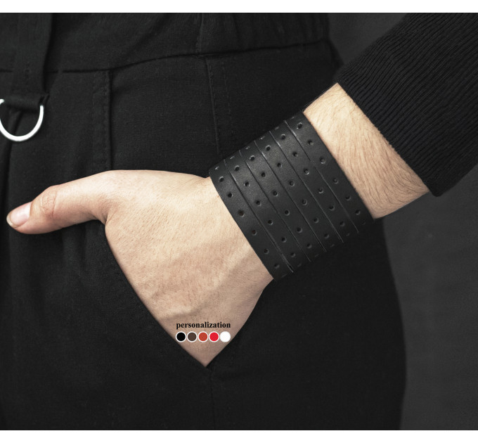 Широкий шкіряний браслет, код 4601