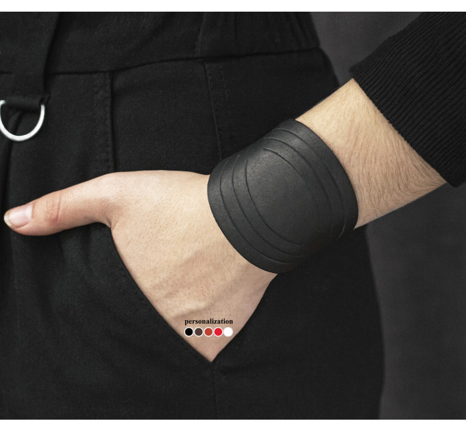 Широкий шкіряний браслет, код 4608