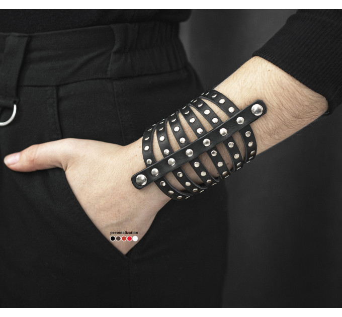 Широкий шкіряний браслет, код 4611