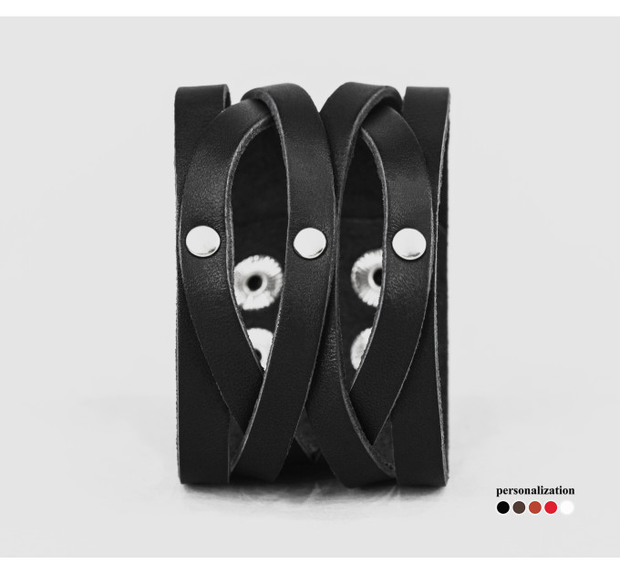 Широкий шкіряний браслет, код 4620