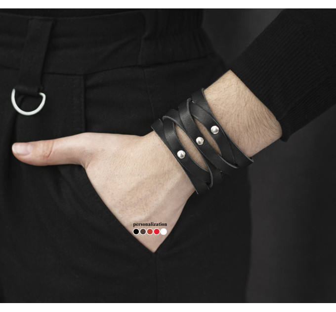 Широкий шкіряний браслет, код 4620