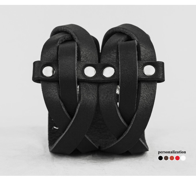 Широкий шкіряний браслет, код 4625