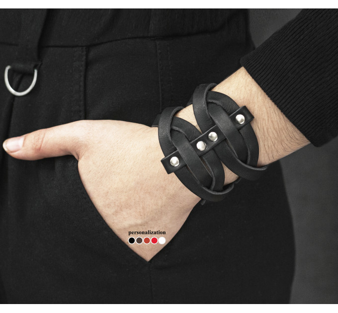 Широкий шкіряний браслет, код 4625