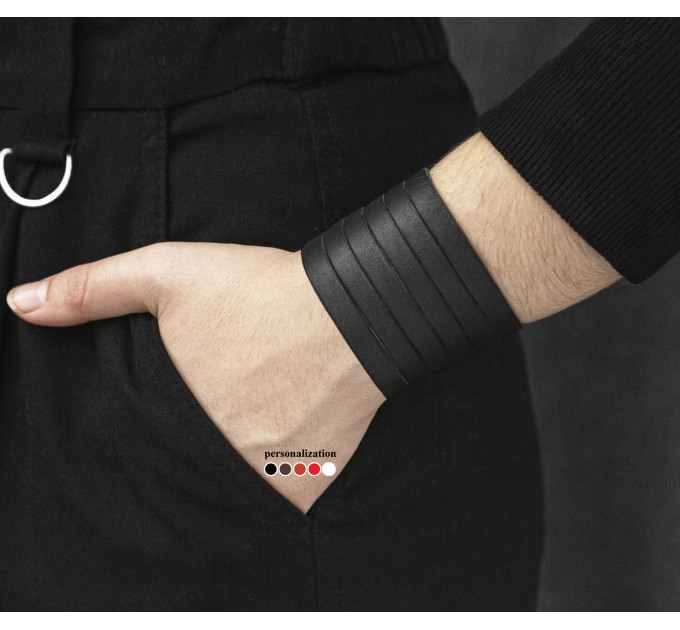 Широкий шкіряний браслет, код 4640