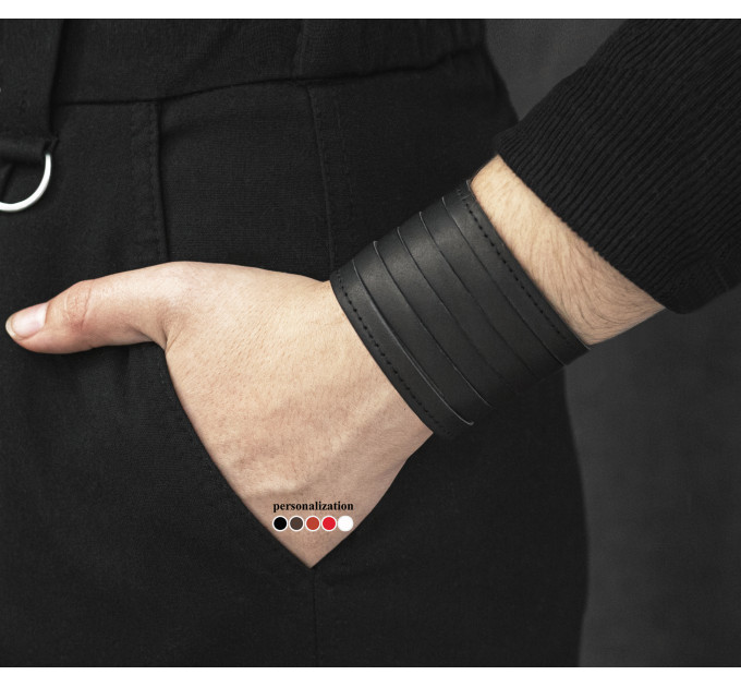 Широкий шкіряний браслет, код 4640ст