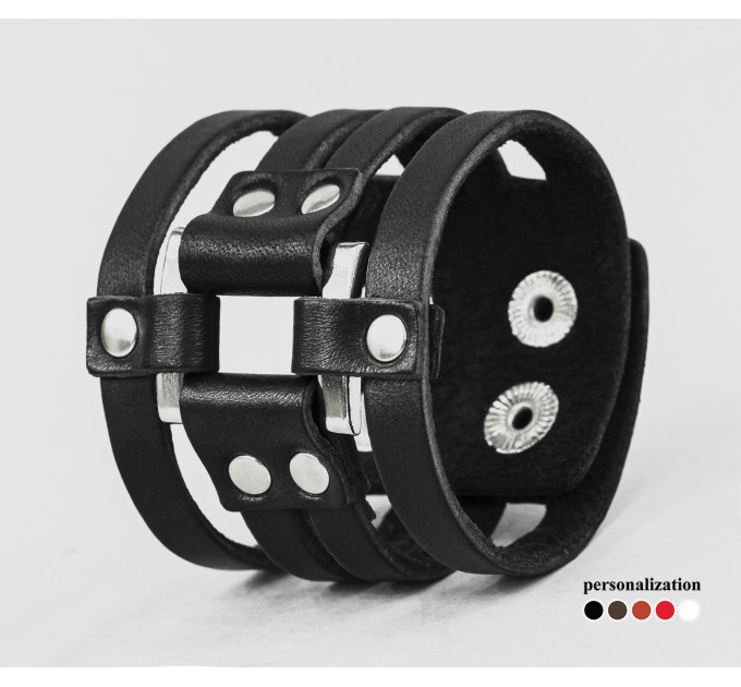 Широкий шкіряний браслет, код 4655