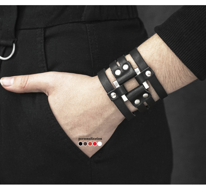 Широкий шкіряний браслет, код 4655