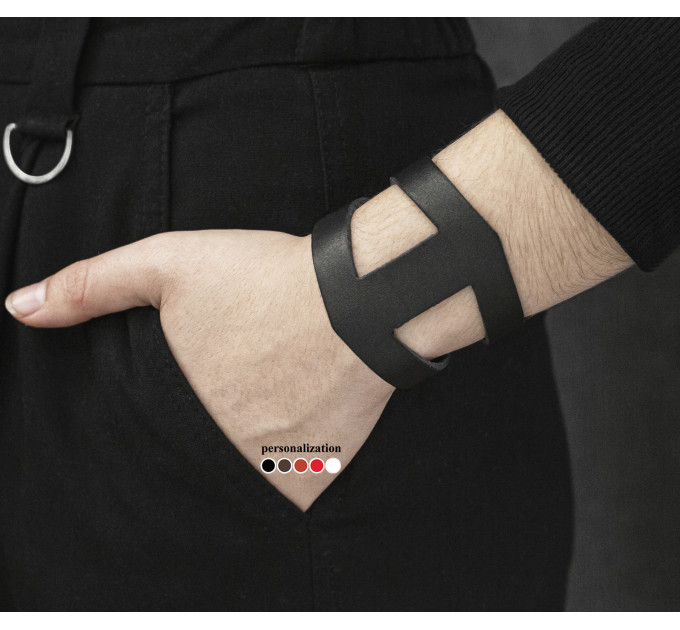 Широкий шкіряний браслет, код 4660