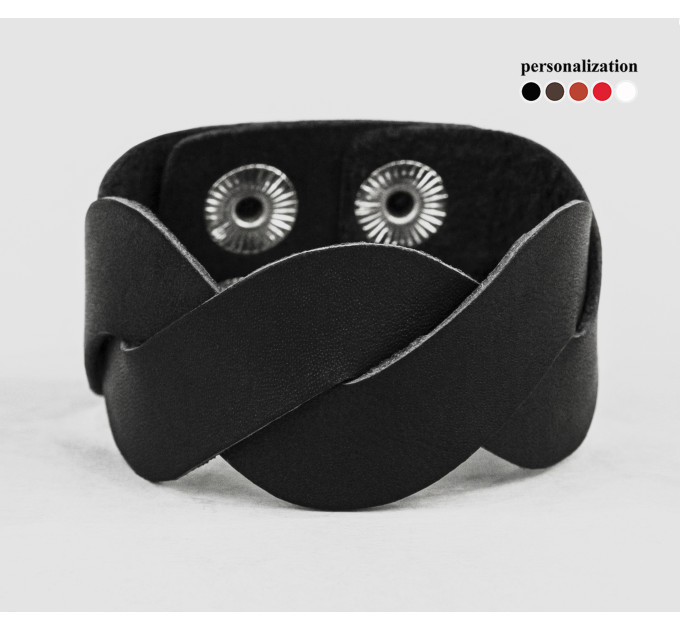 Широкий шкіряний браслет, код 4668