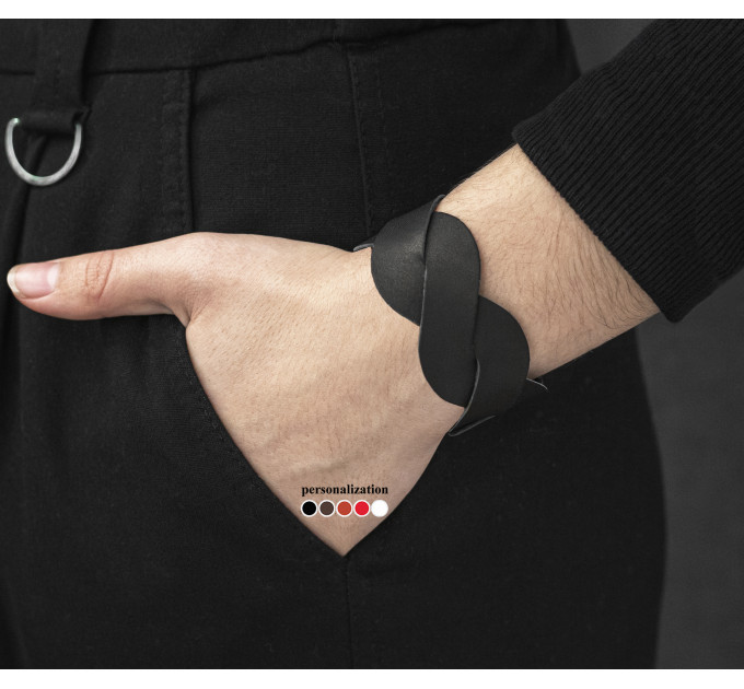 Широкий шкіряний браслет, код 4668