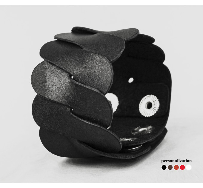 Широкий шкіряний браслет, код 4670