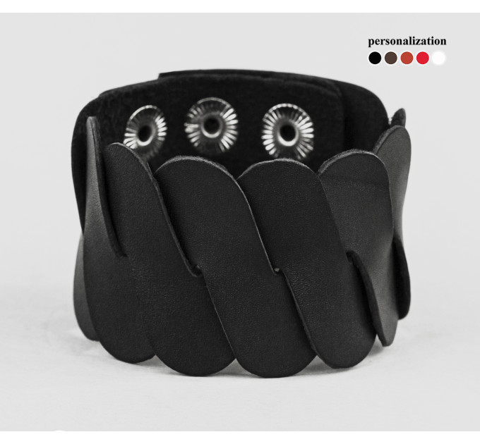 Широкий шкіряний браслет, код 4670