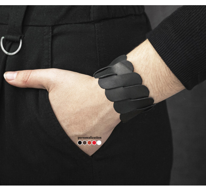 Широкий шкіряний браслет, код 4670