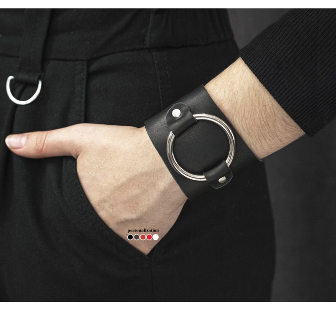 Широкий шкіряний браслет, код 4855