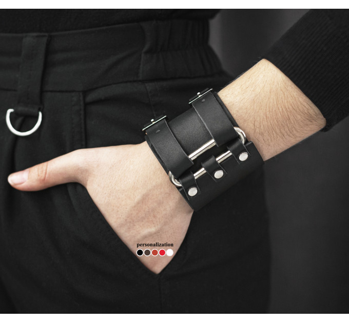 Широкий шкіряний браслет, 6107