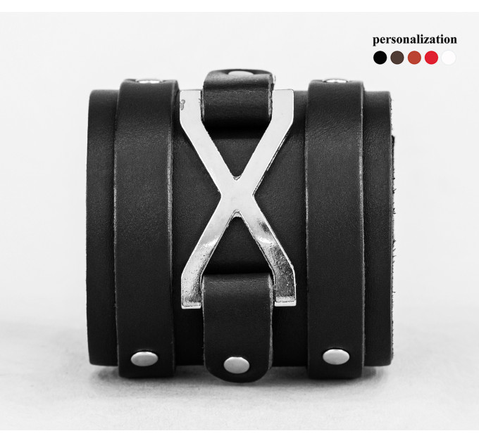 Широкий шкіряний браслет, 6708