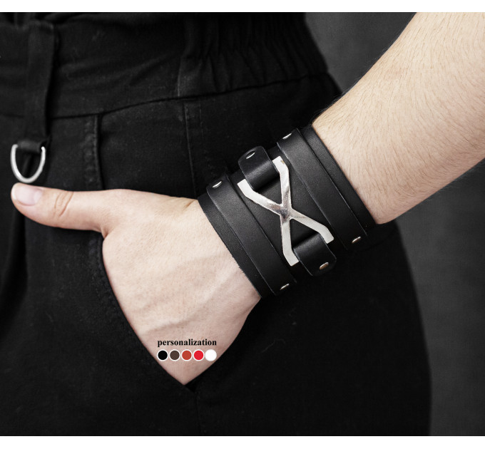 Широкий шкіряний браслет, 6708