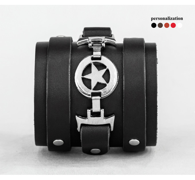 Широкий шкіряний браслет, 6709