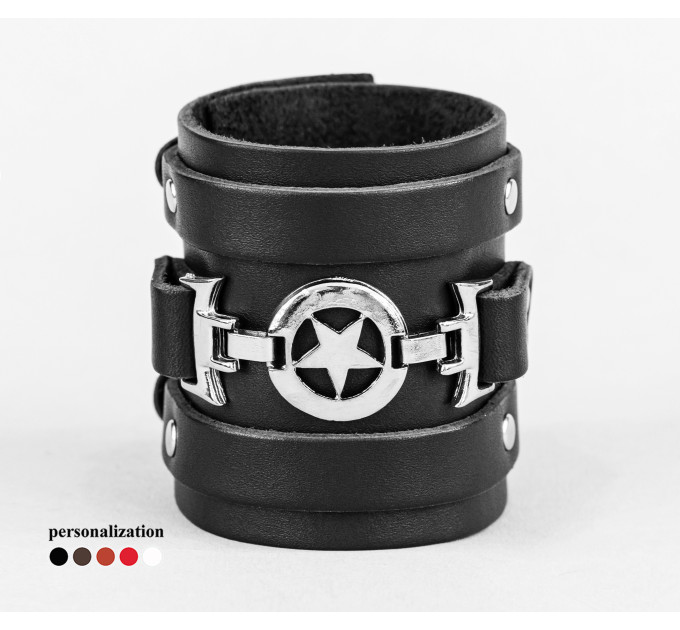 Широкий шкіряний браслет, 6709