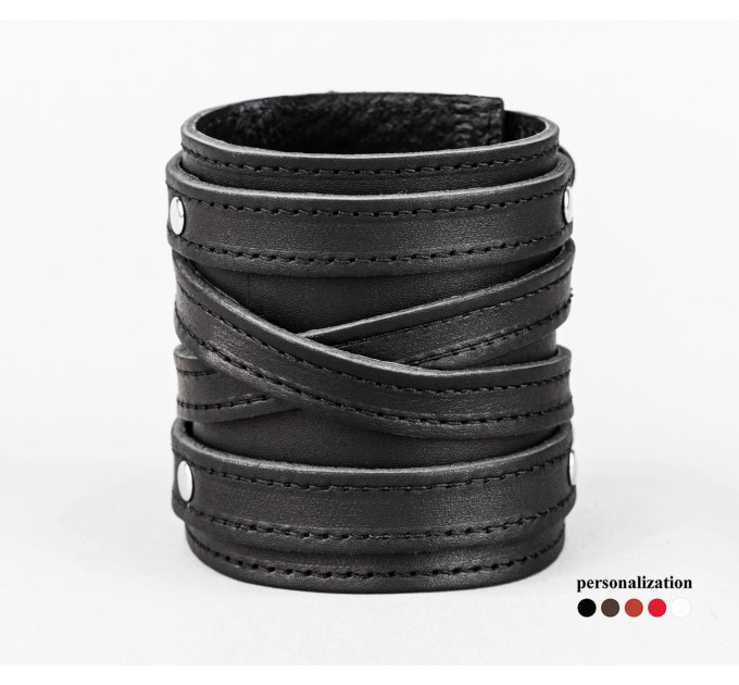 Широкий шкіряний браслет, 6714ст