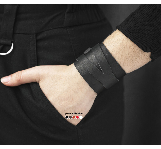 Широкий шкіряний браслет, 8040